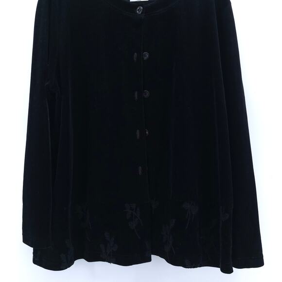 Hot Cotton Vintage Black Velvet Floral Embroidery Gothcore Witchy Button Cardi L - Picture 3 of 14